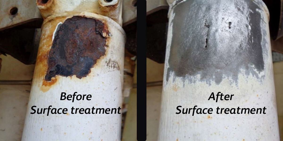Before and after surface treatment / Pipe repair